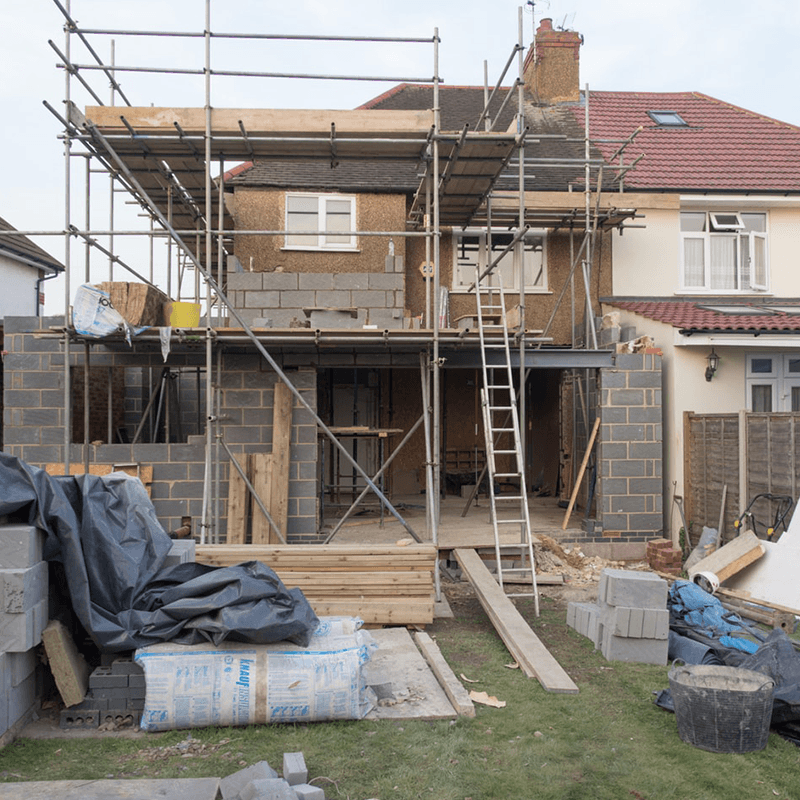 Volunteers on a construction project